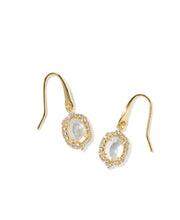 Load image into Gallery viewer, DAPHNE CRYSTAL FRAME DROP EARRINGS GOLD IVORY MOTHER OF PEARL
