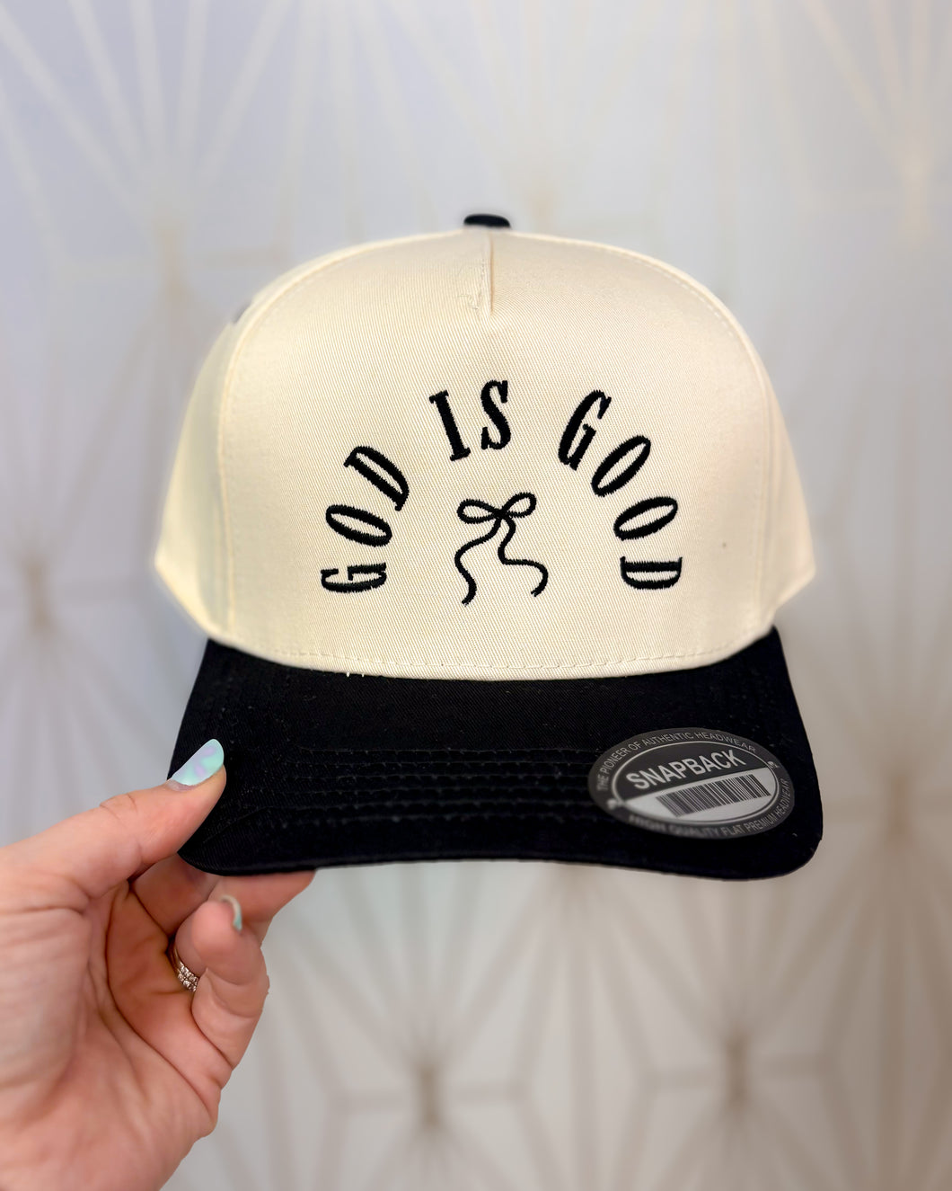 God Is Good Embroidered Hat - Black/Natural