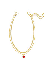Load image into Gallery viewer, MALLORY ROSE MULTI STRAND NECKLACE GOLD RED MOTHER OF PEARL
