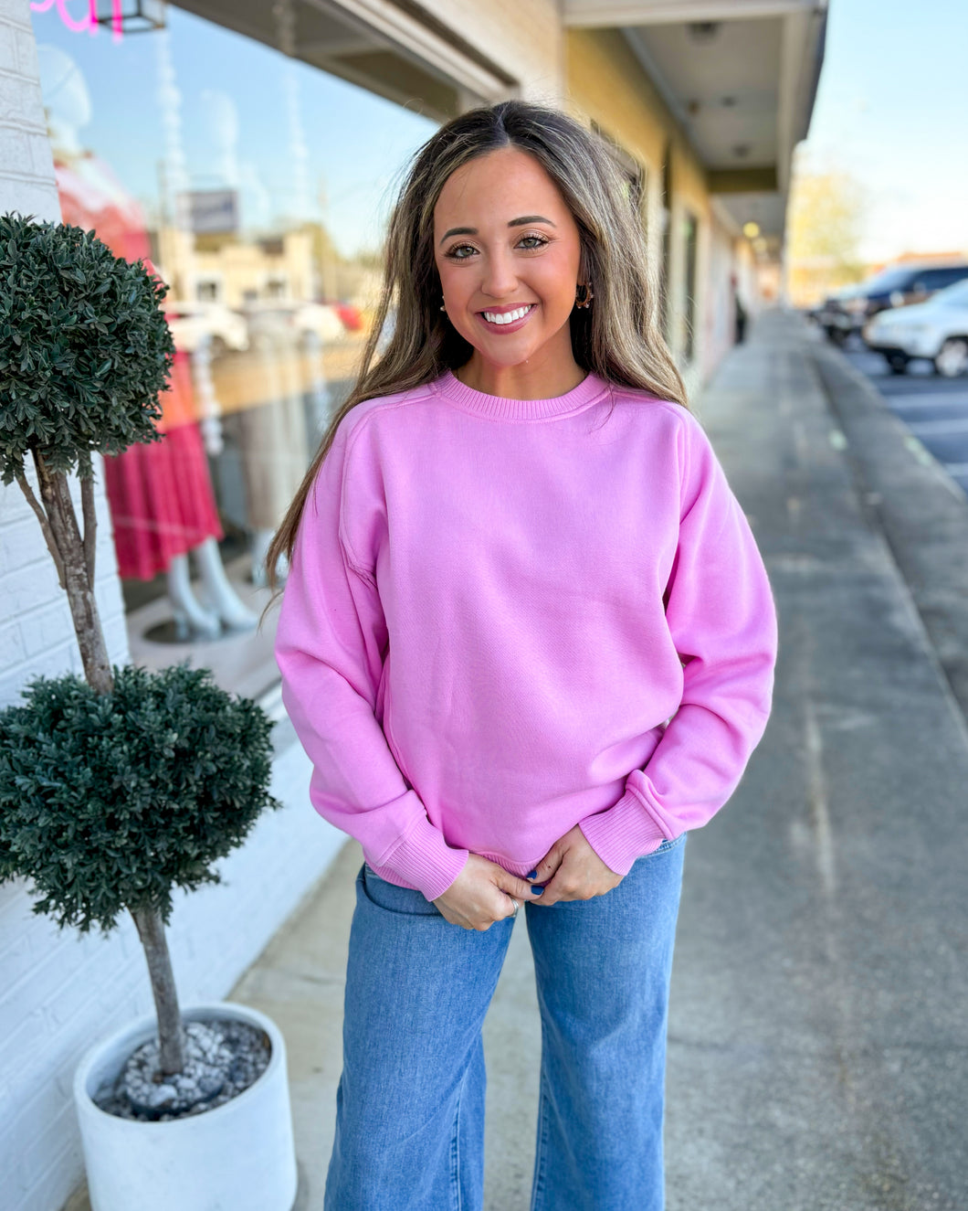Side Detail Pullover - Pink