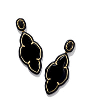 Load image into Gallery viewer, Abbie Enamel Frame Statement Earrings - Black Agate
