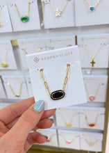 Load image into Gallery viewer, ELISA ENAMEL FRAME PAPERCLIP NECKLACE GOLD BLACK AGATE
