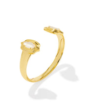 Load image into Gallery viewer, ELTON STEPPED FRAME CUFF BRACELET GOLD IVORY MOTHER OF PEARL S/M
