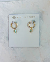 Load image into Gallery viewer, EMILIE HUGGIE EARRINGS GOLD LIGHT BLUE ILLUSION
