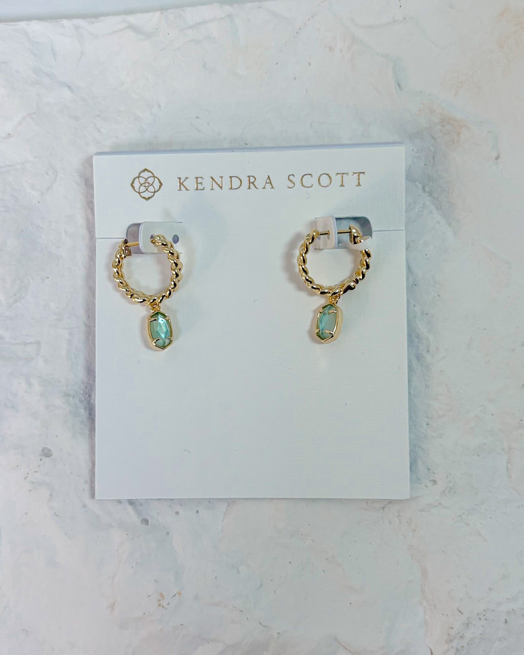EMILIE HUGGIE EARRINGS GOLD LIGHT BLUE ILLUSION