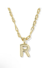 Load image into Gallery viewer, BUBBLE LETTER R SHORT PENDANT NECKLACE GOLD

