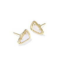 Load image into Gallery viewer, CHEER STUD EARRINGS GOLD WHITE MOTHER OF PEARL

