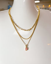 Load image into Gallery viewer, MINI ELISA TRIPLE STRAND NECKLACE GOLD CARNATION KYOCERA OPAL
