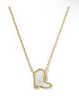 Load image into Gallery viewer, DRILL TEAM BOOT SHORT PENDANT NECKLACE GOLD IVORY MOTHER OF PEARL
