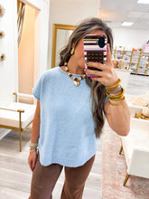 Load image into Gallery viewer, Careful Cap Sleeve Sweater Top - Blue
