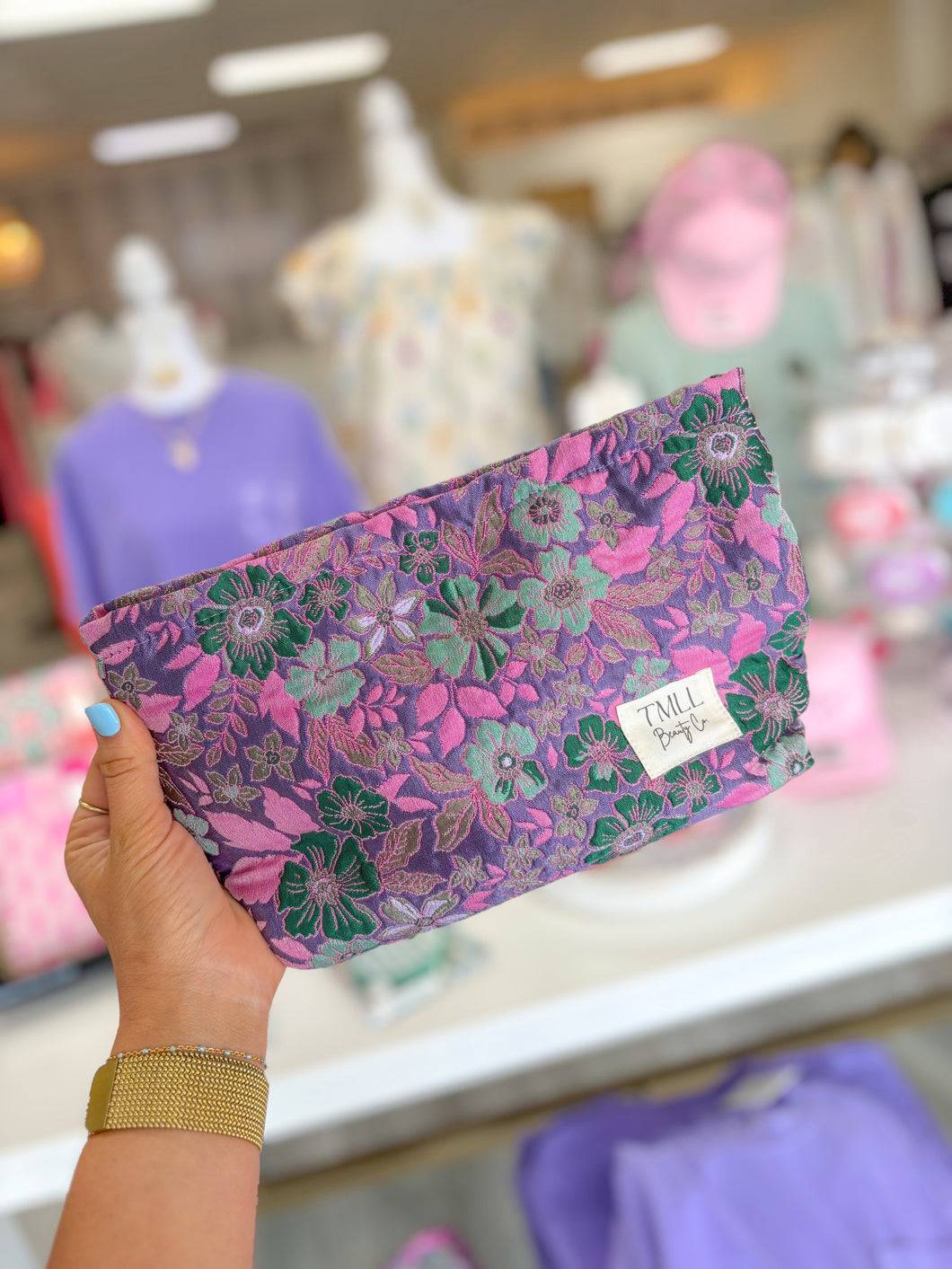 Brocade Makeup Bag - Violet Flora