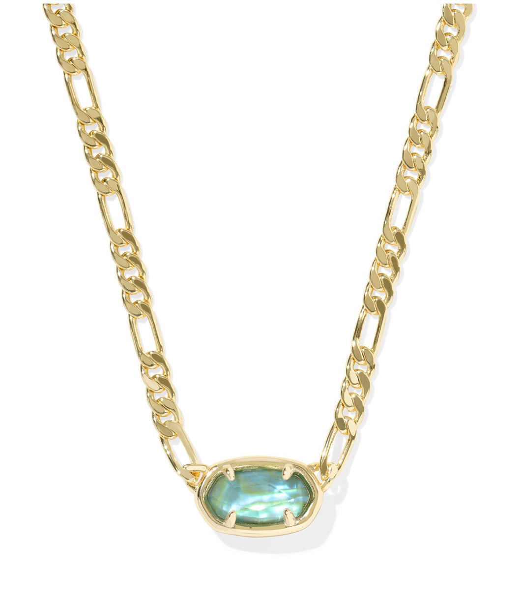 ELISA FIGARO CHAIN SHORT PENDANT NECKLACE GOLD DEEP AQUA ILLUSION