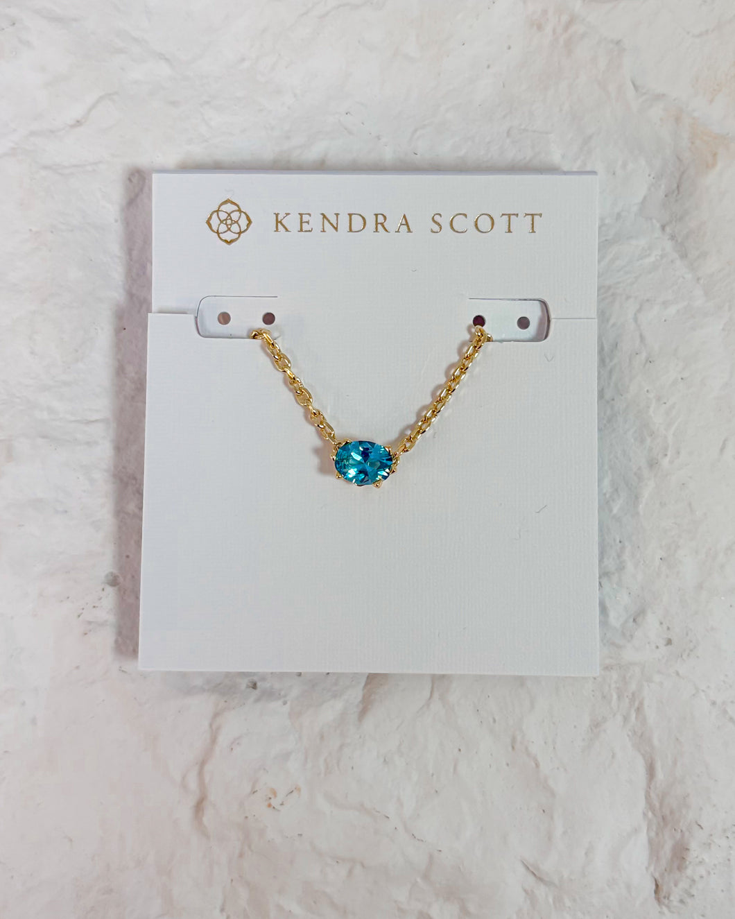 CAILIN CRYSTAL PENDANT NECKLACE GOLD AQUA CRYSTAL