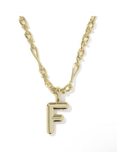 Load image into Gallery viewer, BUBBLE LETTER F SHORT PENDANT NECKLACE GOLD
