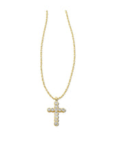 Load image into Gallery viewer, CROSS CRYSTAL PENDANT NECKLACE GOLD WHITE CRYSTAL
