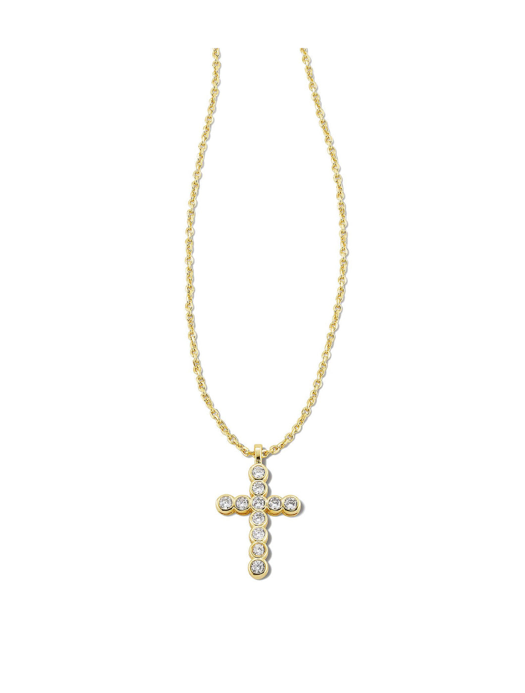 CROSS CRYSTAL PENDANT NECKLACE GOLD WHITE CRYSTAL