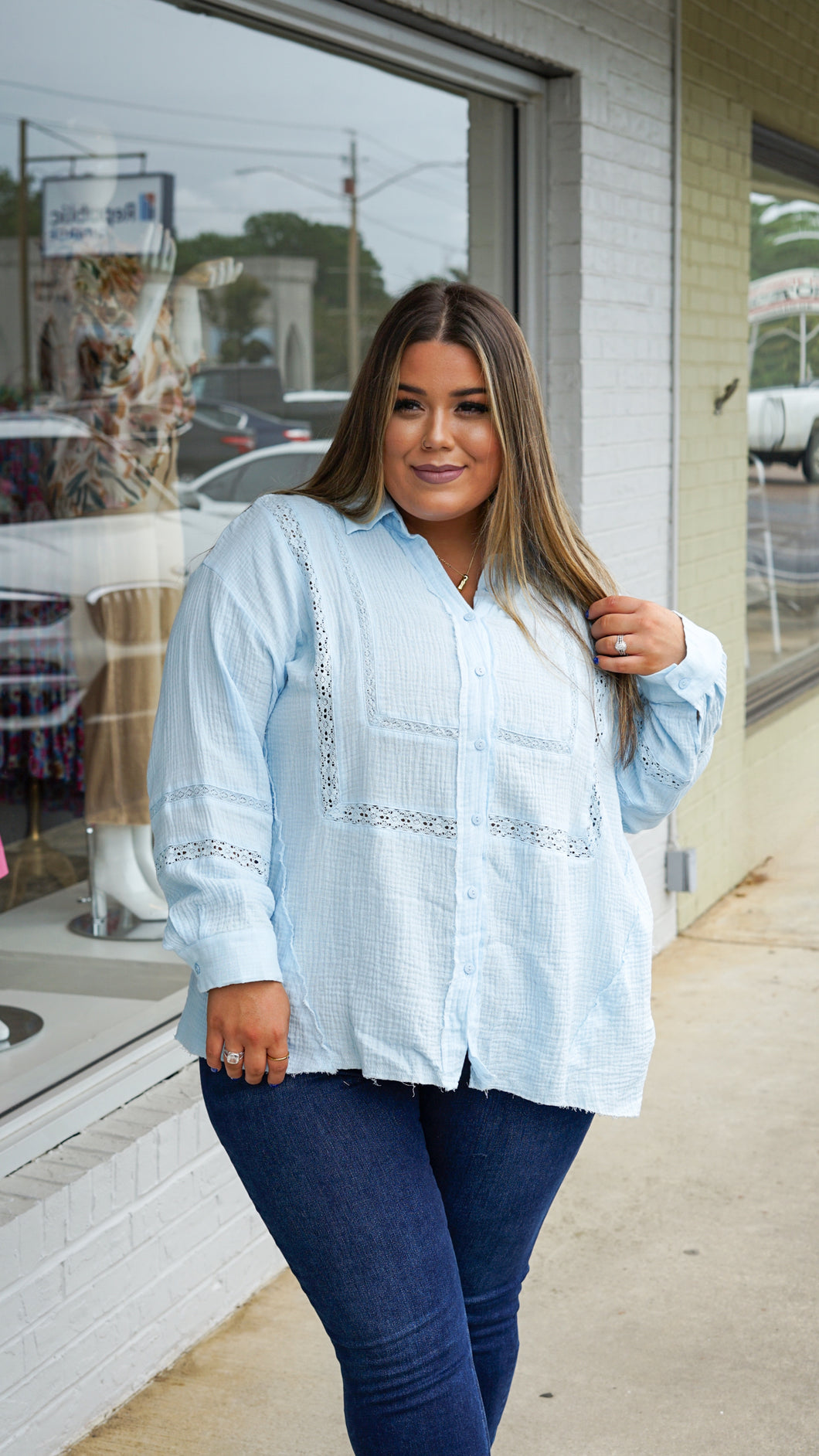 Ocean Blues Button Lightweight Top