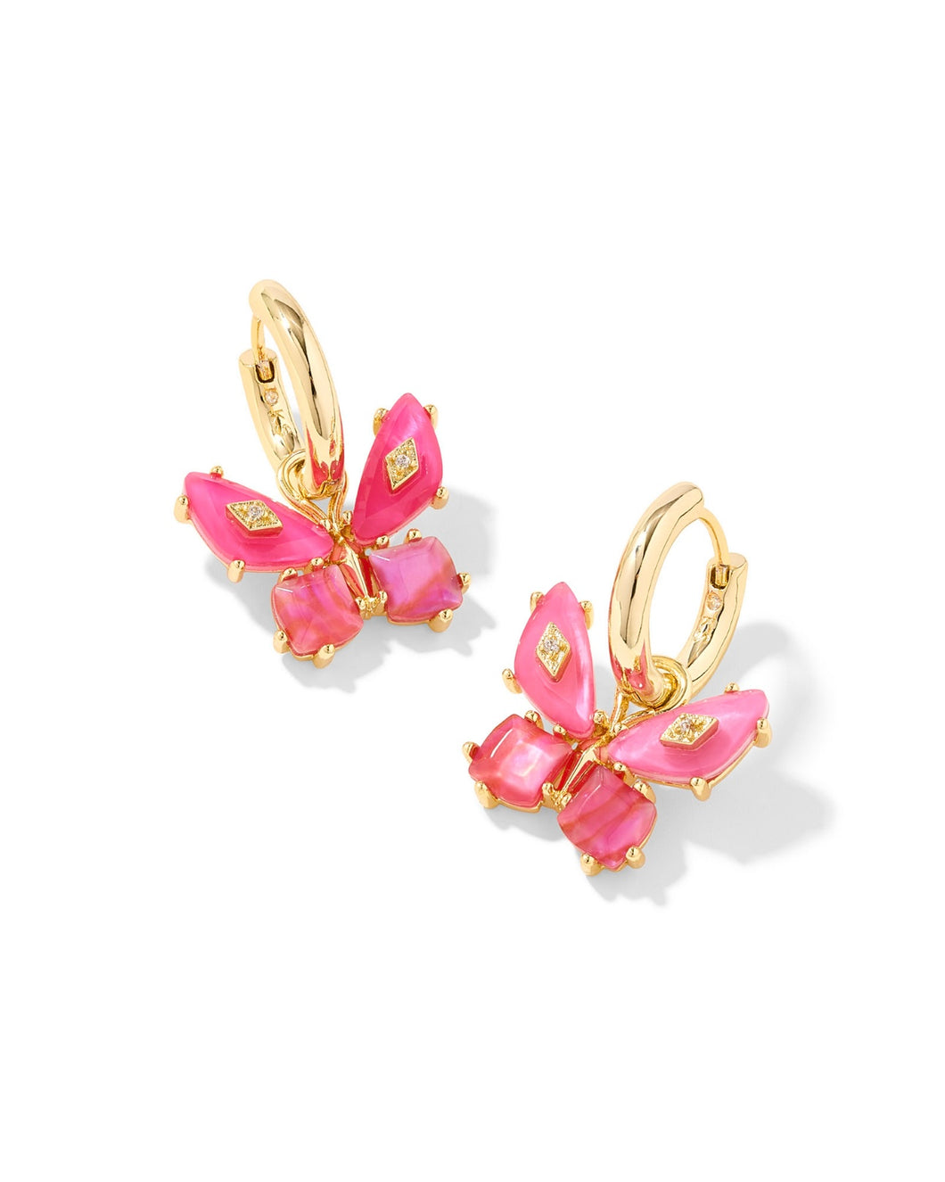 BIANCA BUTTERFLY HUGGIE EARRINGS GOLD PINK MIX
