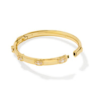 Load image into Gallery viewer, MINI ELISA LUXE BANGLE BRACELET GOLD WHITE CZ S/M
