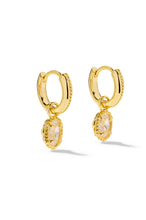 Load image into Gallery viewer, MINI ELLIE LUXE HUGGIE EARRINGS GOLD WHITE CZ

