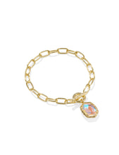 Load image into Gallery viewer, DAPHNE LINK AND CHAIN BRACELET GOLD DICHROIC GLASS S/M
