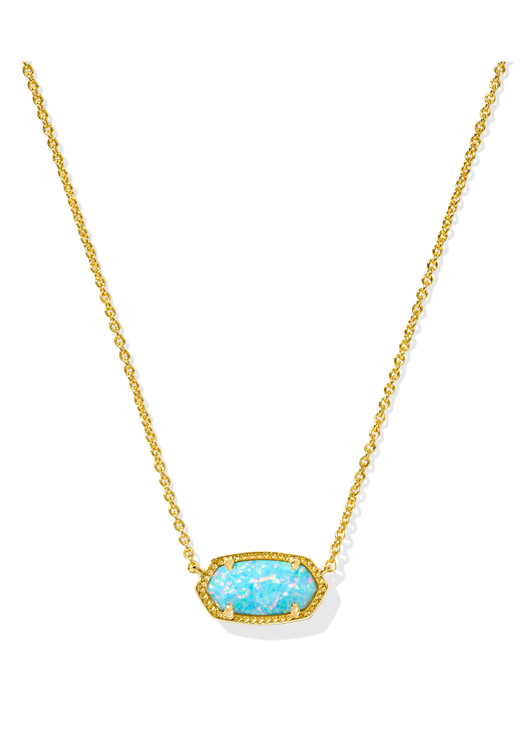 ELISA SHORT PENDANT NECKLACE GOLD LIGHT TEAL KYOCERA OPAL