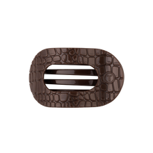 Load image into Gallery viewer, Brown Crocodile | Medium | Flat Round Hair Clip
