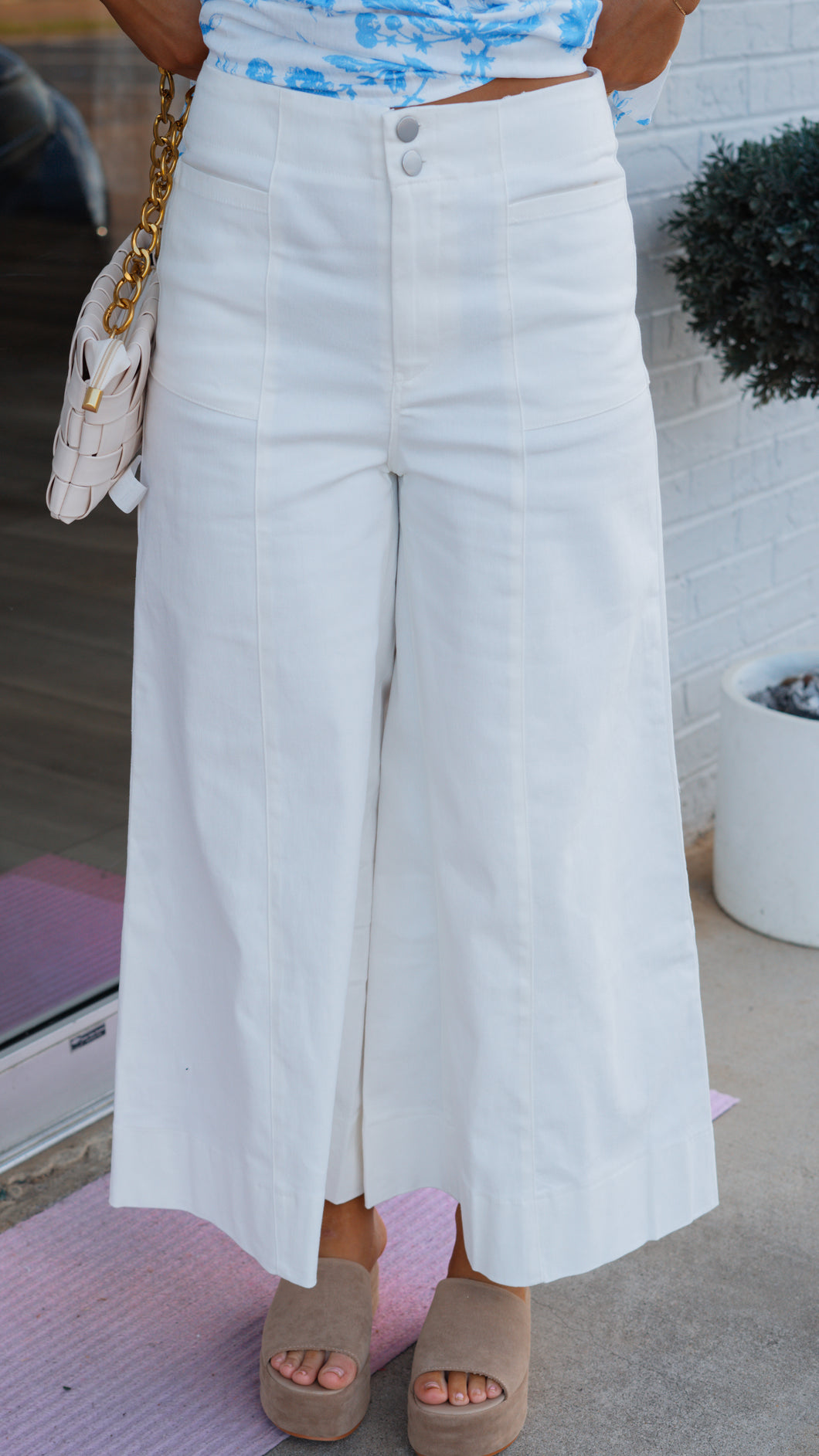 Off White Cropped Twill Pants