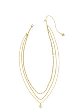 Load image into Gallery viewer, MINI ELISA TRIPLE STRAND NECKLACE GOLD IRIDESCENT DRUSY
