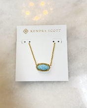 Load image into Gallery viewer, ELISA SHORT PENDANT NECKLACE GOLD LIGHT TEAL KYOCERA OPAL
