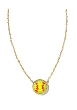 Load image into Gallery viewer, SOFTBALL SHORT PENDANT NECKLACE GOLD CHARTREUSE MAGNESITE

