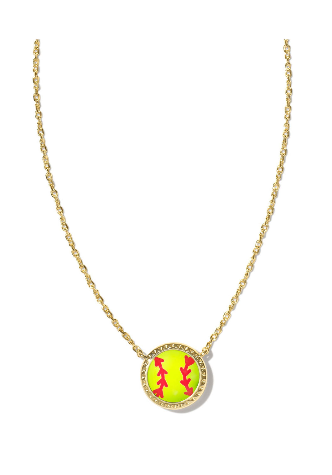 SOFTBALL SHORT PENDANT NECKLACE GOLD CHARTREUSE MAGNESITE