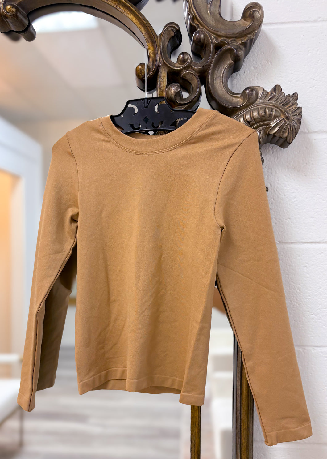 Smooth Crew Neck LS Top - Caramel
