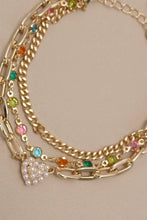 Load image into Gallery viewer, PEARL HEART MULTI STONE MULTI LAYER BRACELET

