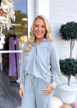 Load image into Gallery viewer, Denim Plaid Hooded Top
