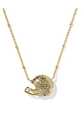 Load image into Gallery viewer, FOOTBALL HELMET SHORT PENDANT NECKLACE GOLD IVORY MOTHER OF PEARL
