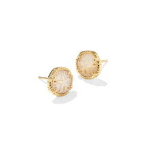 Load image into Gallery viewer, SAND DOLLAR STUD EARRINGS GOLD NATURAL MOTHER OF PEARL
