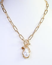 Load image into Gallery viewer, Renmark Pearl Cross Toggle Necklace
