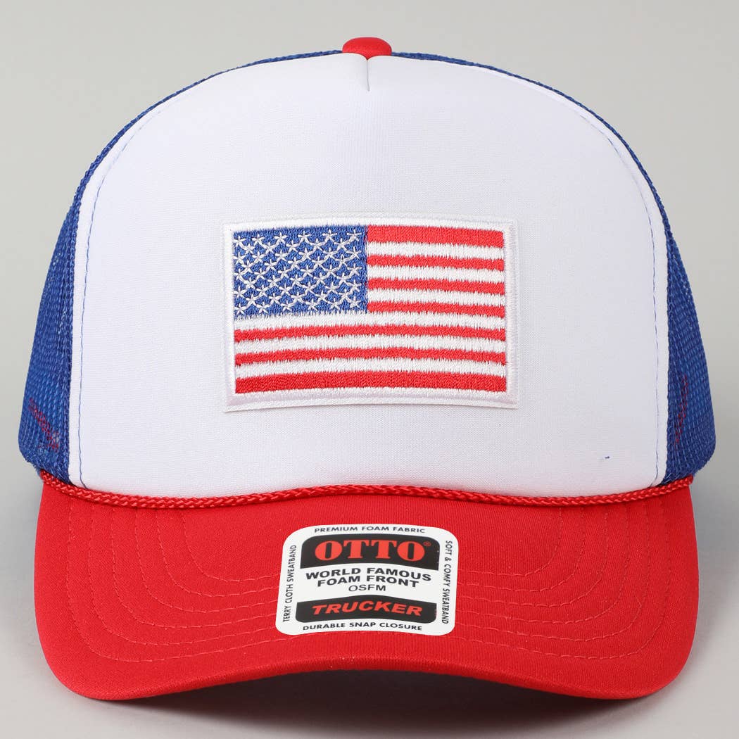 American Flag Embroidery Patch Foam Trucker Hat