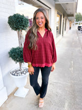Load image into Gallery viewer, Plaid Burgundy Blouse
