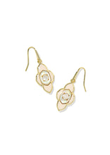 Load image into Gallery viewer, ABBIE MEDALLION SMALL DROP EARRINGS GOLD NEUTRAL MIX
