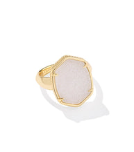 Load image into Gallery viewer, DAPHNE STATEMENT RING GOLD IRIDESCENT DRUSY 5
