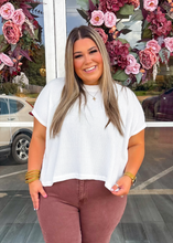 Load image into Gallery viewer, Chenille Waffle Cap Sleeve Sweater - Ivory
