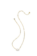 Load image into Gallery viewer, ELISA ENAMEL FRAME PAPERCLIP NECKLACE GOLD WHITE MOTHER OF PEARL
