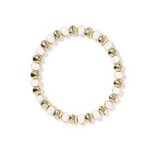 Load image into Gallery viewer, DAPHNE ENAMEL STRETCH BRACELET GOLD WHITE ENAMEL
