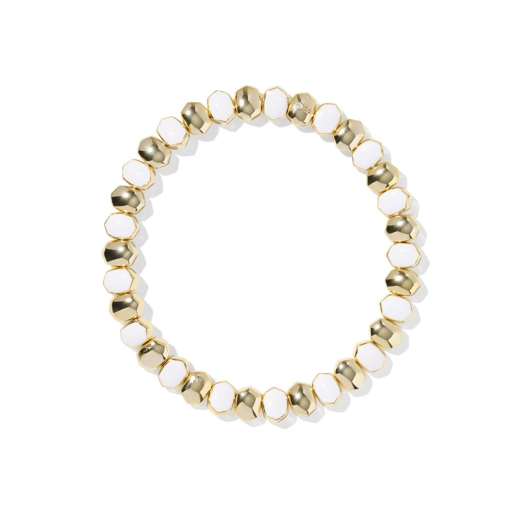 DAPHNE ENAMEL STRETCH BRACELET GOLD WHITE ENAMEL