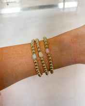 Load image into Gallery viewer, MINI ELAINA STRETCH BRACELET GOLD LIGHT TEAL KYOCERA OPAL
