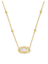 Load image into Gallery viewer, ELISA LATTICE FRAME SHORT PENDANT NECKLACE GOLD IVORY MOTHER OF PEARL

