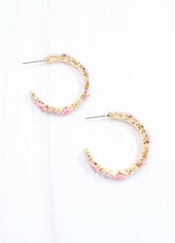 Load image into Gallery viewer, Alicia Flower Hoop Earring Pink
