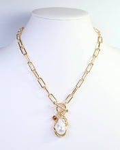 Load image into Gallery viewer, Renmark Pearl Cross Toggle Necklace
